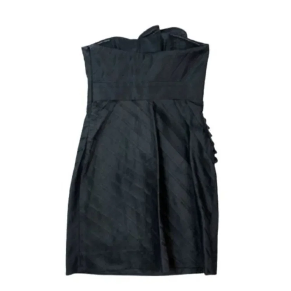 PHOEBE COUTURE Black 100% Silk Elegant Strapless Cocktail Dress Size 4 - Picture 14 of 16